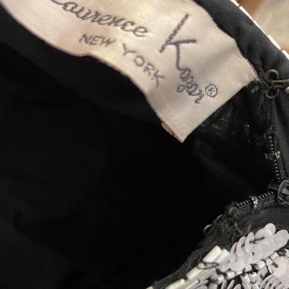 Beaded Silk Laurence Kazar Evening Gown Size Medium STUNNING Dress! Black White - Picture 6 of 9